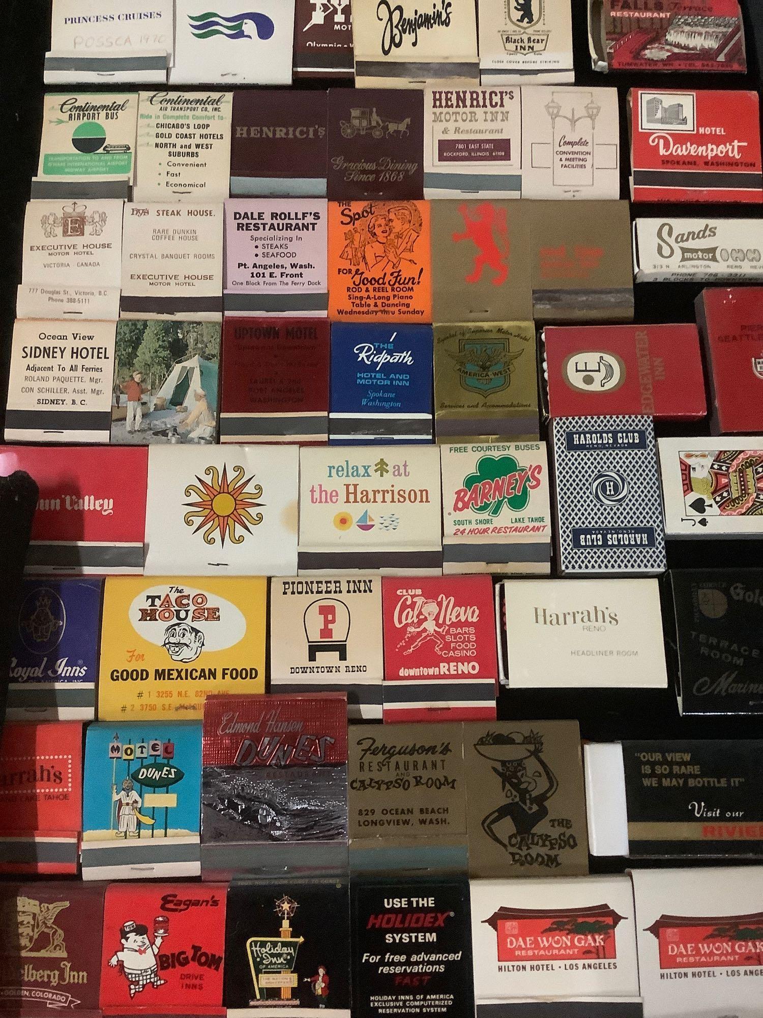 Huge collection of vintage matchbooks w/ nice advertising - Olympia Beer, Penthouse Hotel, Dunes,