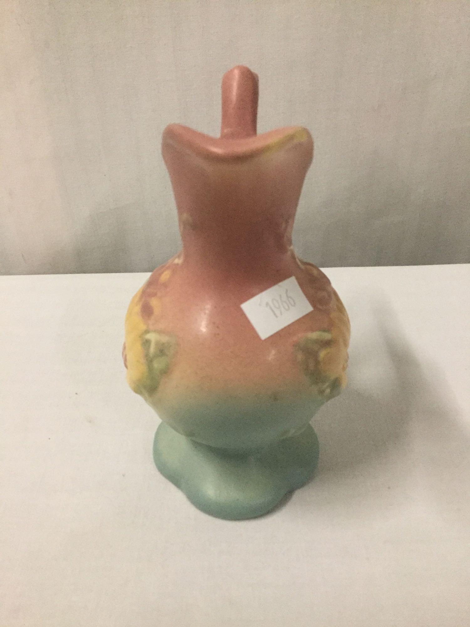 Hull pottery 1930-40's dual handle tulip motif vase, swan handled tulip vase & sunflower pitcher