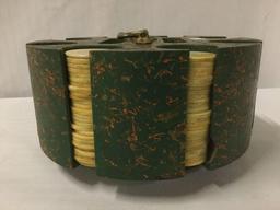 Vintage late deco period poker chip set with marbled bakelite look - nice set