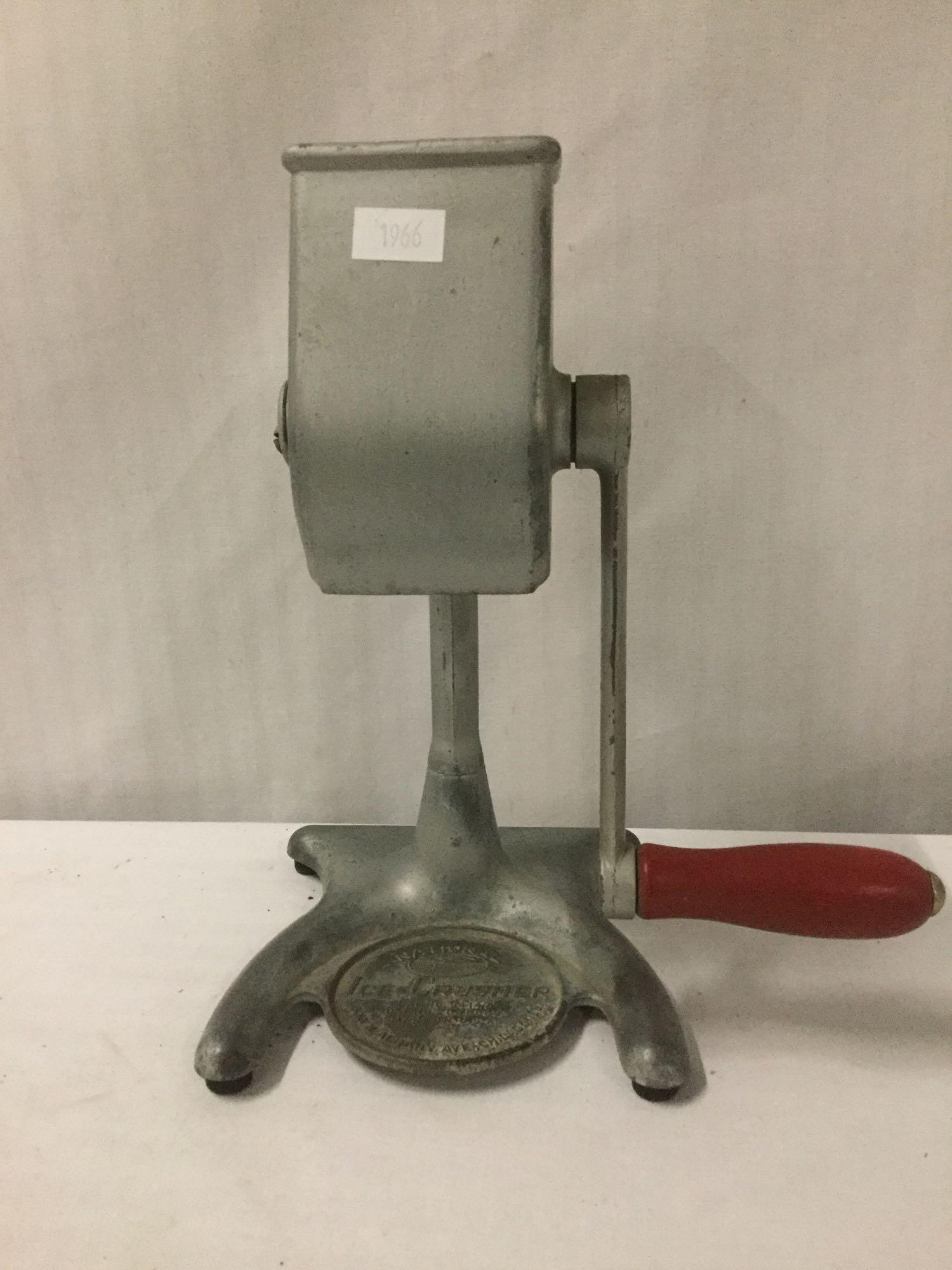 6 vintage kitchen items incl. American Cutlery co kitchen scale, ice shaver/crusher, Reliable egg