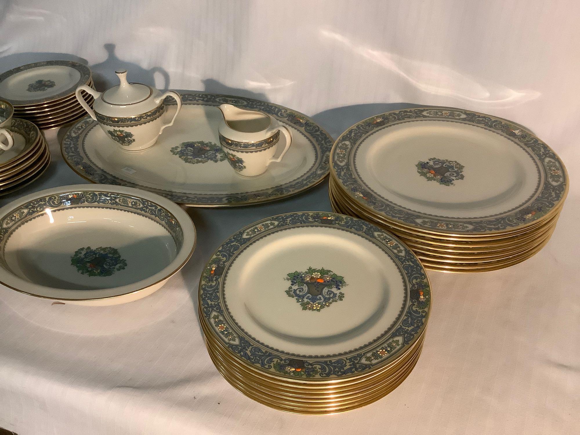 38 pc Lenox - Autumn gold rimmed china set w/ floral designs - see pics service for 8