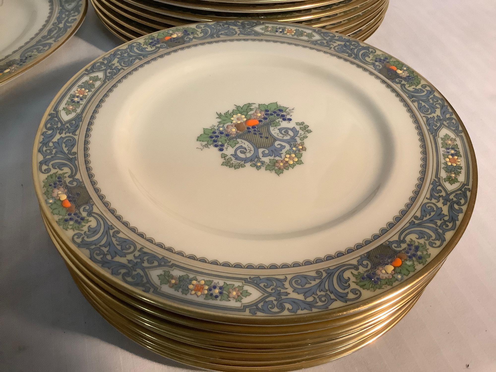 38 pc Lenox - Autumn gold rimmed china set w/ floral designs - see pics service for 8