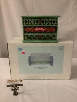 Lot of 2 decorative girls Jewelry box and Nova Kids - Butterfly Wall Shelf new in box, approx