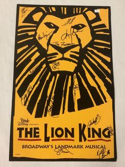 Walt Disney The Lion King Broadway Musical cast signed autograph poster approx 14x22 inches