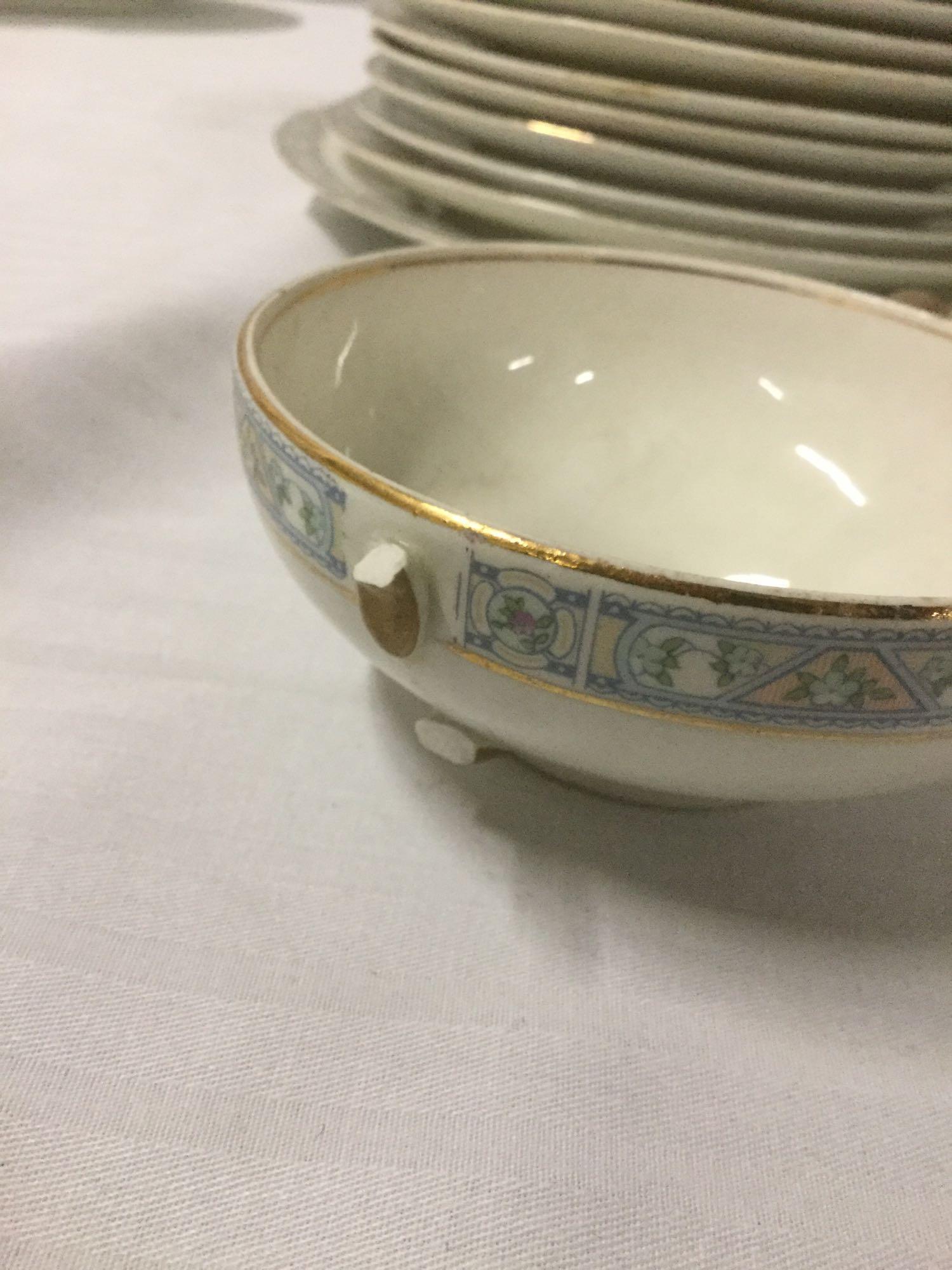 Over 65 pieces of Pope-Gosser China, incl. cups, saucers, bowls, platters, gravy boat, and more. Two