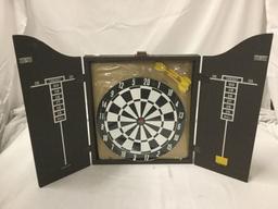 Brand New Half Sized Dartboard with Darts and Wall Hanging Case, Painted London. 18 x 14 inches