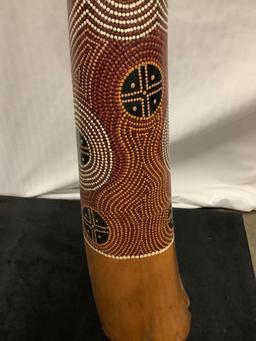 Large custom made hand painted wooden Didgeridoo, indigenous Australian instrument