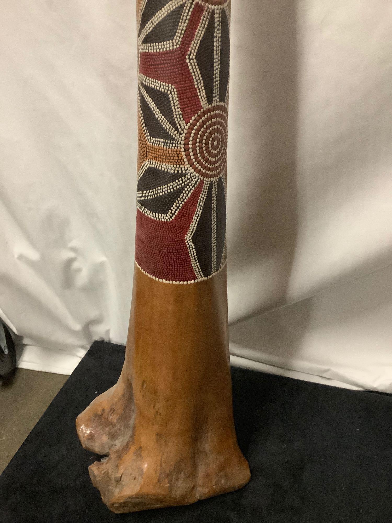 Large custom made hand painted wooden Didgeridoo, indigenous Australian instrument