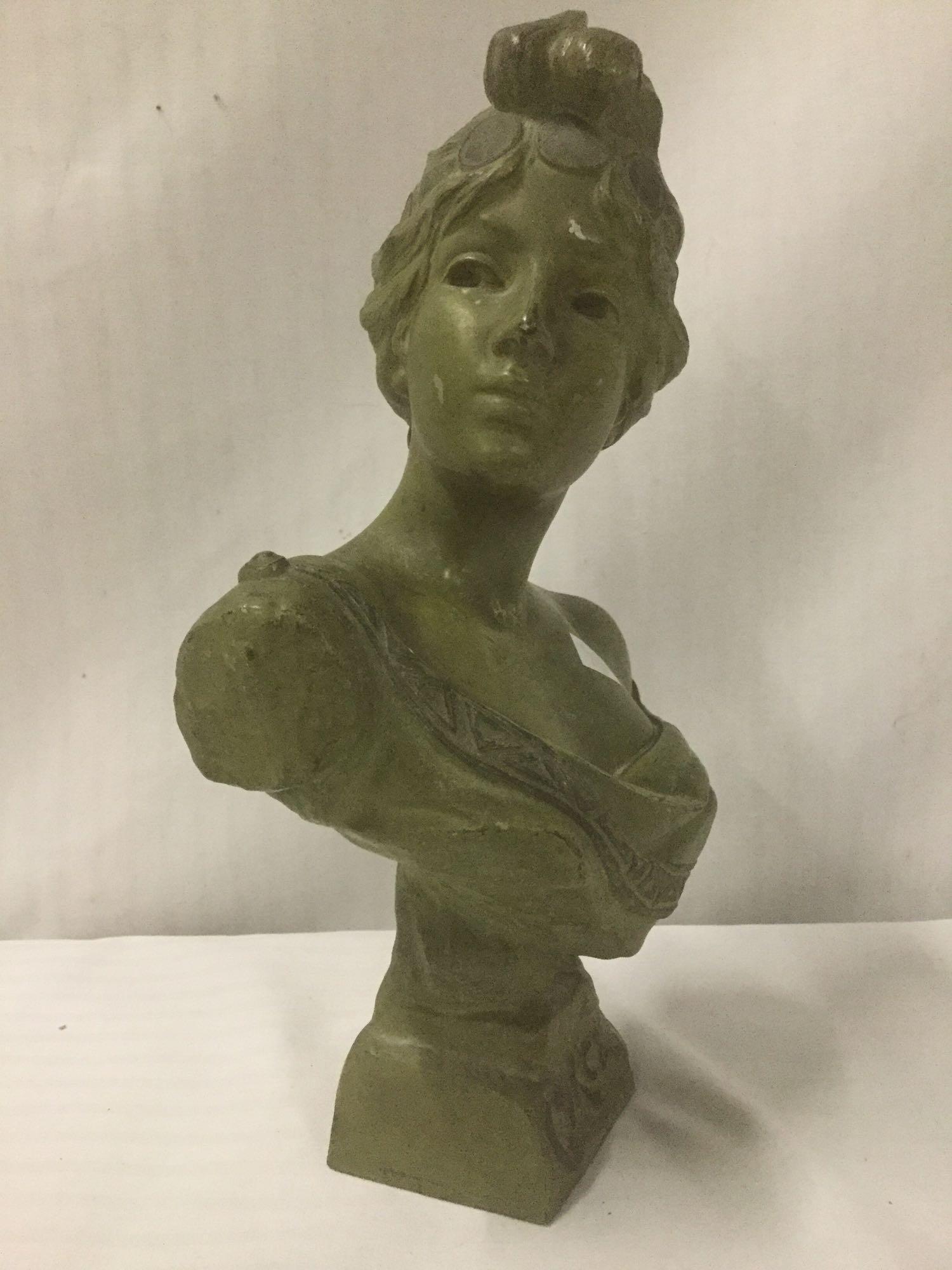 Antique art nouveau metal bust of the Greek goddess/enchantress Circe, by Artist Emmanuel Villanis,