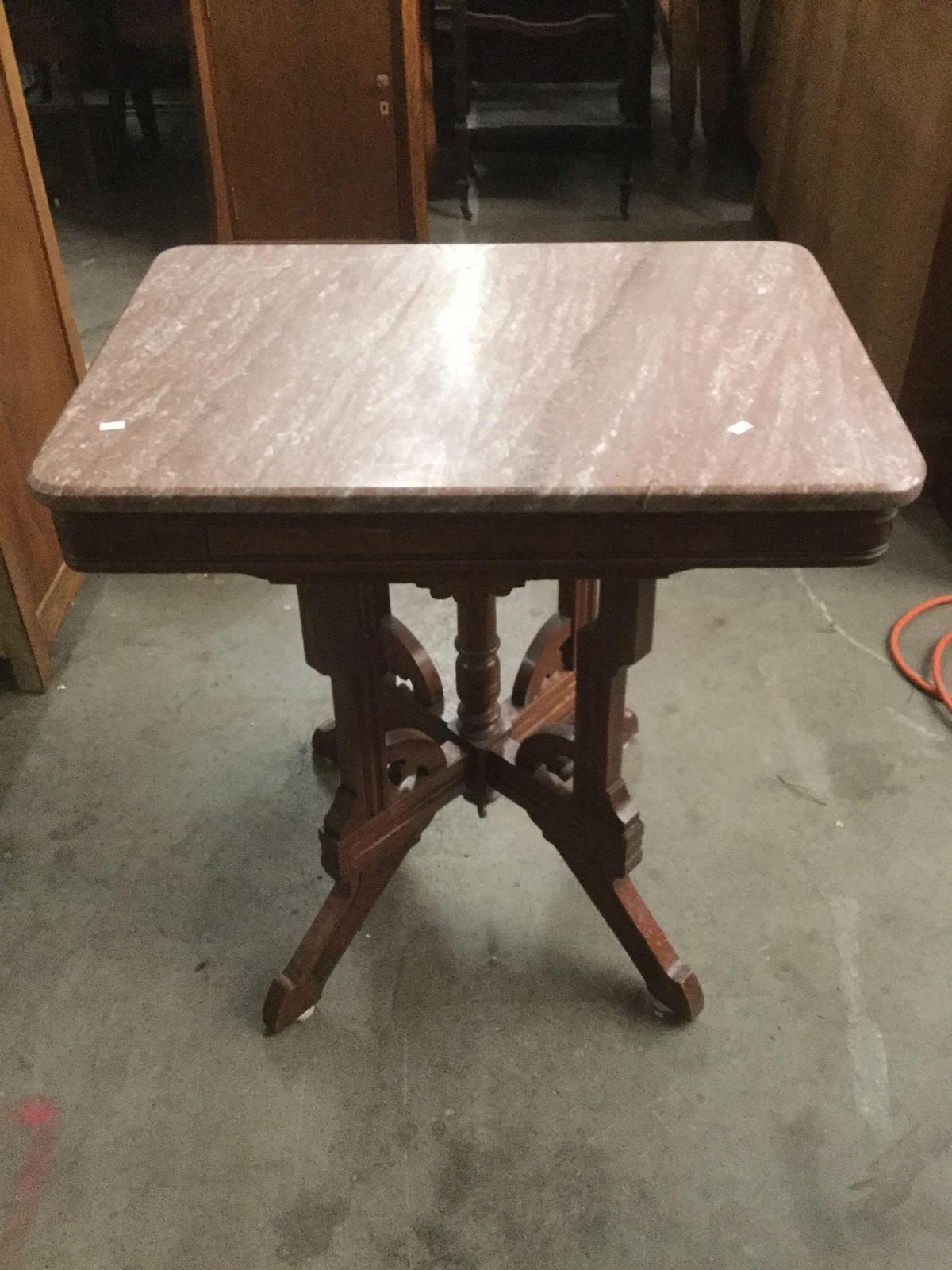 Antique marble top square kitchen table