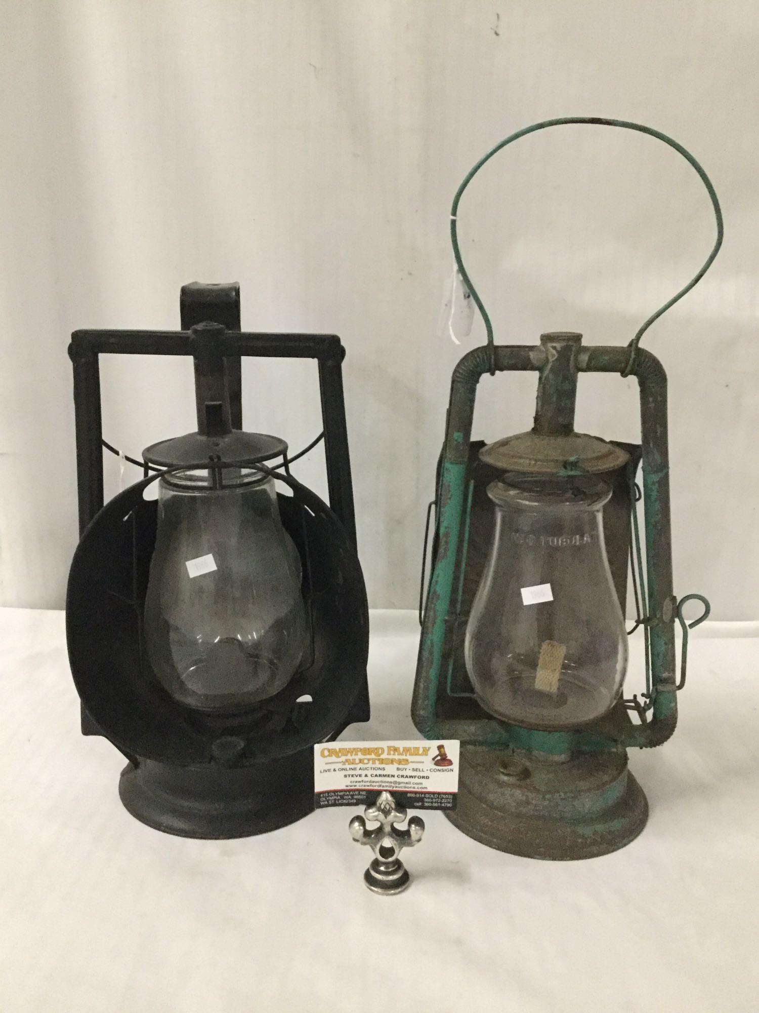 Lot of 2; No. 0 Tubular vintage kerosene lantern and Dietz Acme Inspector kerosene lamp lantern,