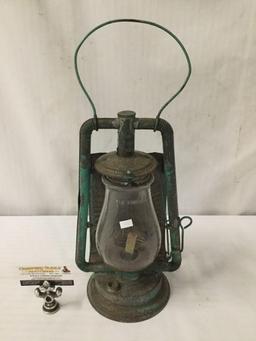 Lot of 2; No. 0 Tubular vintage kerosene lantern and Dietz Acme Inspector kerosene lamp lantern,