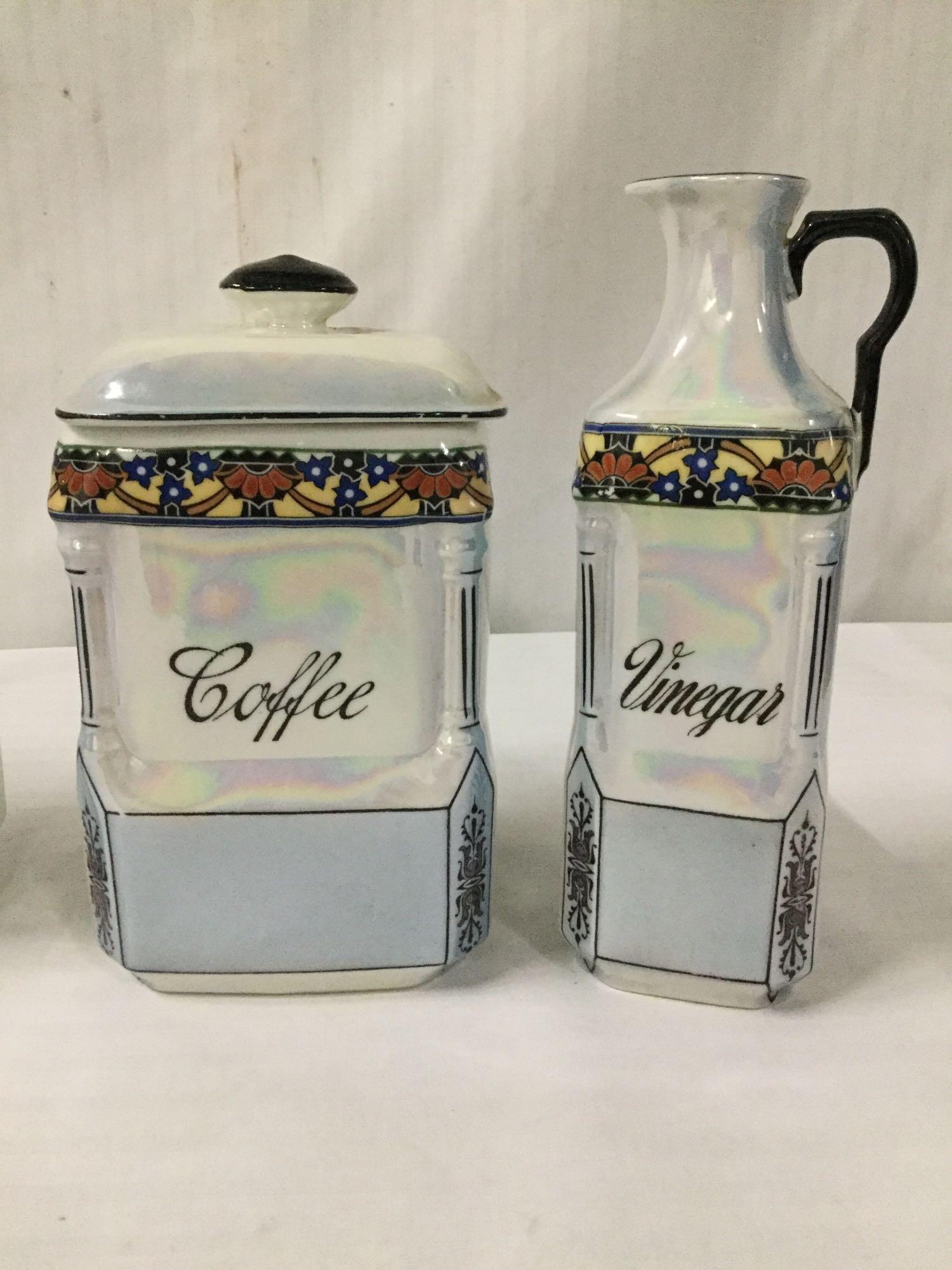 Set of 5 Victoria China Lusterware jars