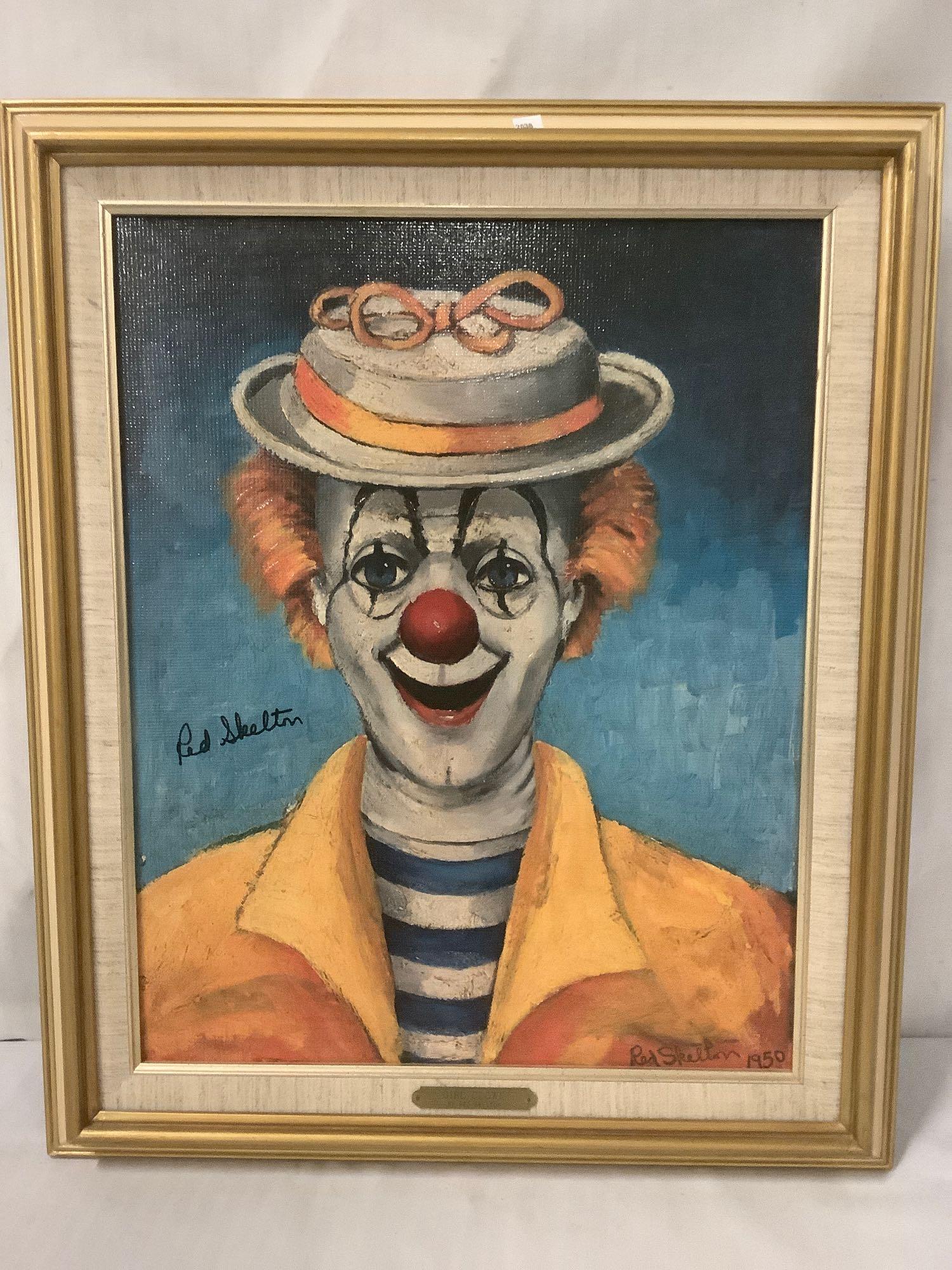 Girl Clown - framed Red Skelton ltd ed repro canvas print w/COA, #'d 330/5000 & signed