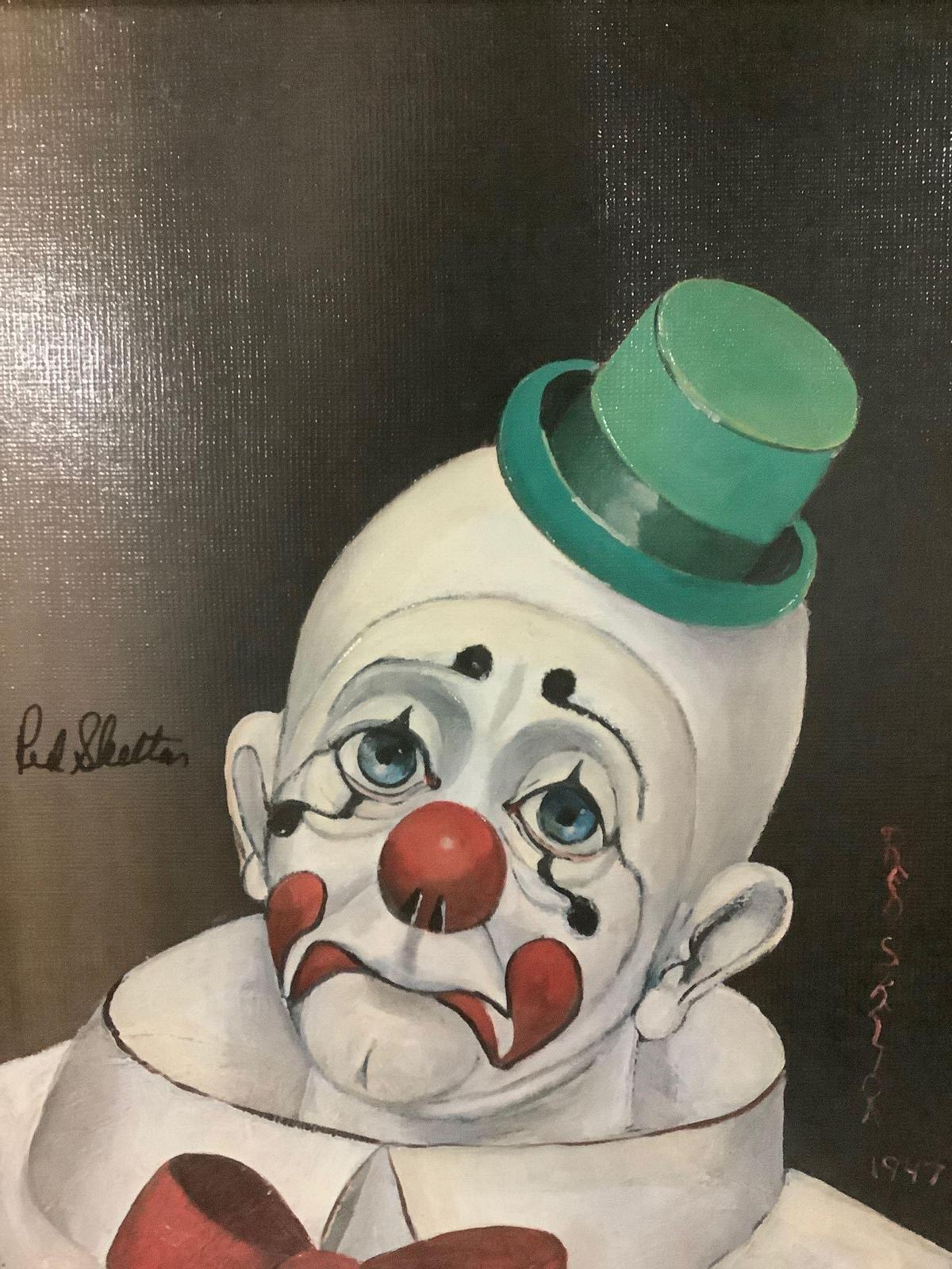 Sad Face Clown - framed Red Skelton ltd ed repro canvas print w/COA, #'d 492/5000, & signed