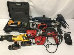 Collection of pneumatic, cordless, corded electric power tools. Bosch, Milwaukee, DeWalt, Bostitch