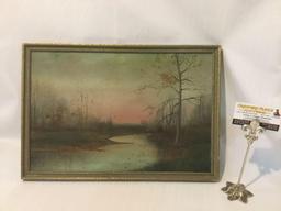 Vintage framed original landscape painting by Amelia Thimann, painted in San Jose, California.