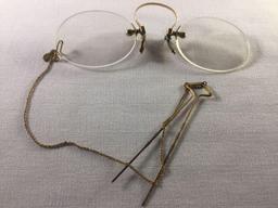 Antique Stevenson and Co gold plated spectacles / eye glasses approx 4x1 inches