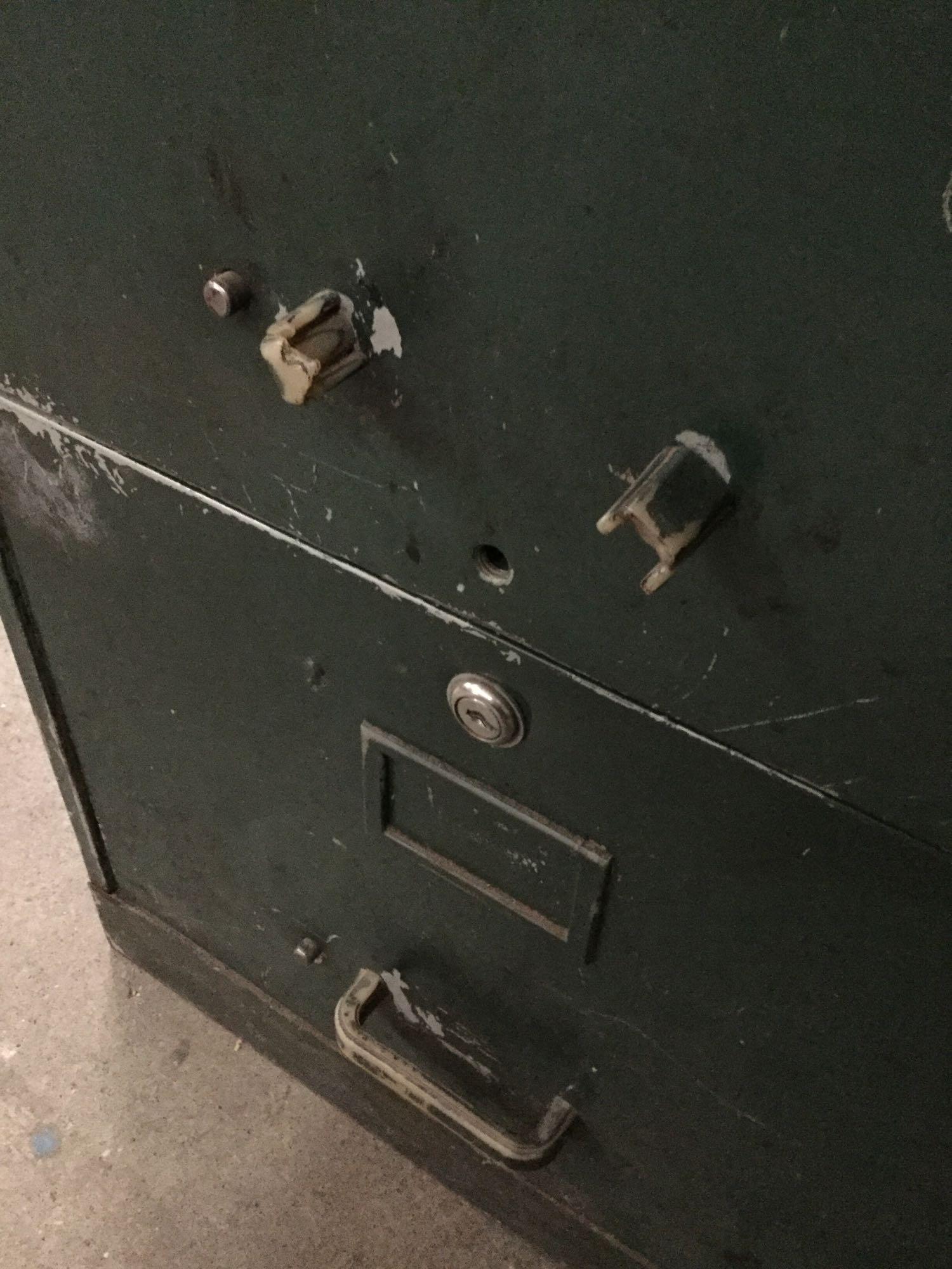 Vintage Seattle US Navy filing cabinet. One broken handle. approx 64x24x18 inches.