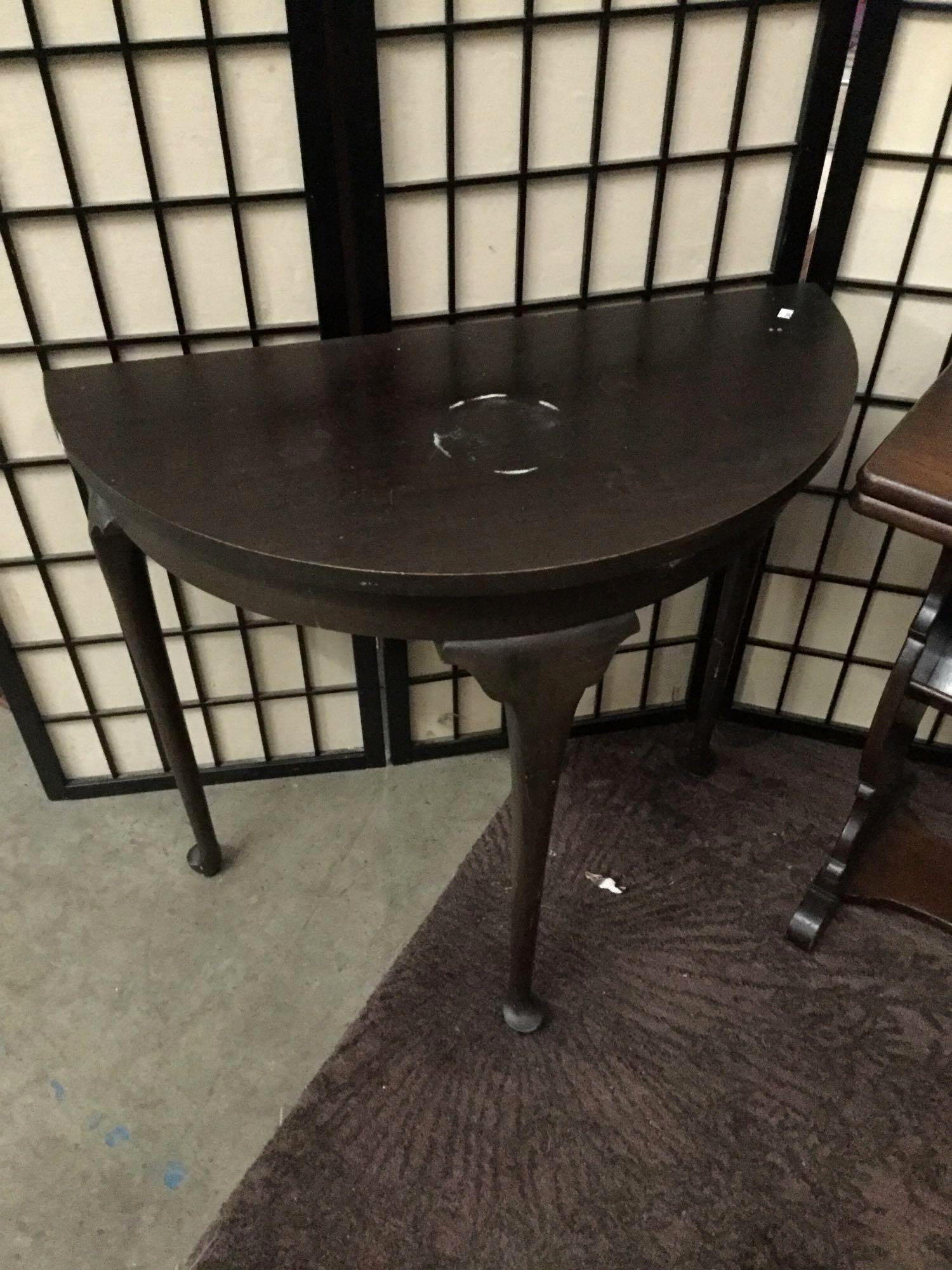 2 Vintage tables: fold out coffee table/ Hall table approx 28x26x14 inches.