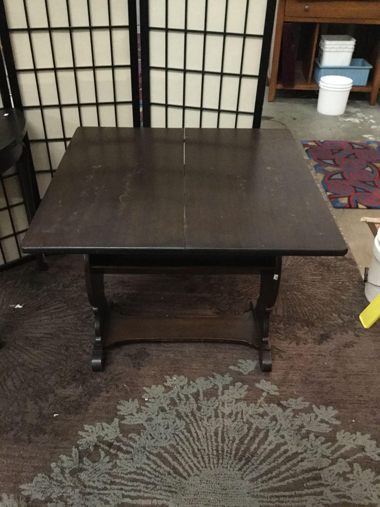 2 Vintage tables: fold out coffee table/ Hall table approx 28x26x14 inches.