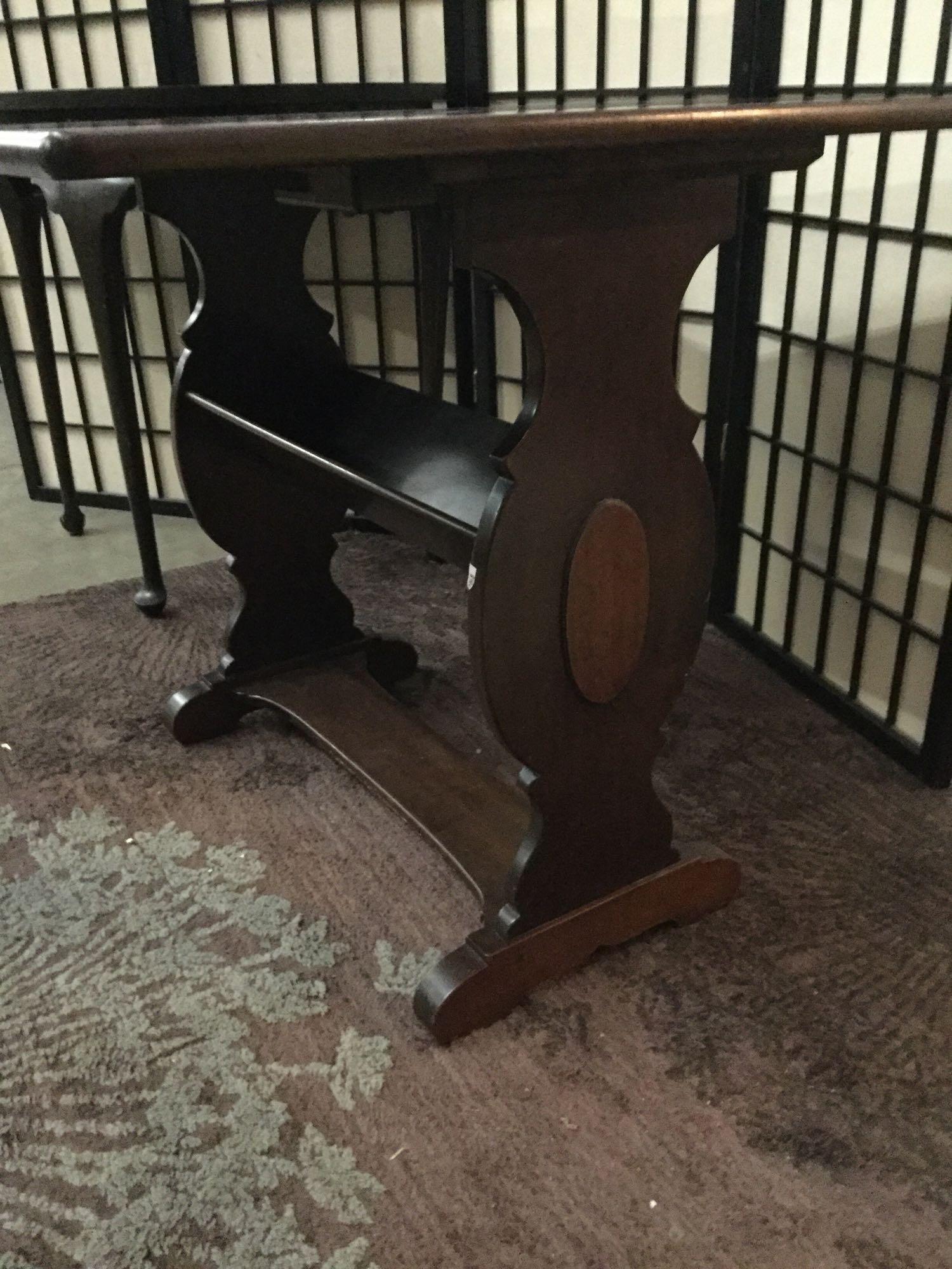 2 Vintage tables: fold out coffee table/ Hall table approx 28x26x14 inches.