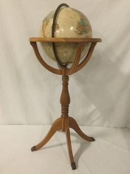 Vintage U.S. made Replogle Globes Inc. globe w/stand, from designs of cartographer LeRoy M. Tolman