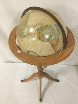 Vintage U.S. made Replogle Globes Inc. globe w/stand, from designs of cartographer LeRoy M. Tolman