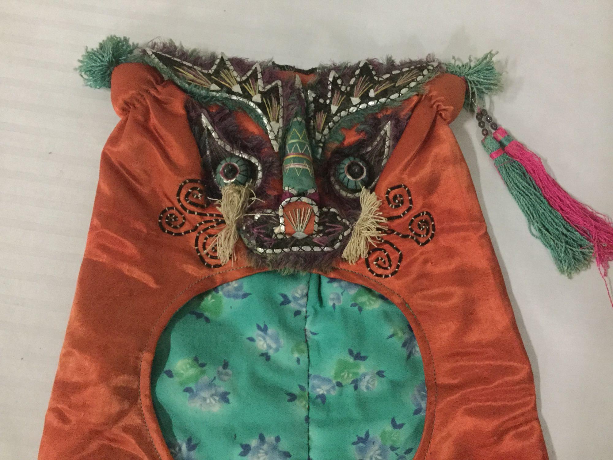 3 cloth cowls w/unique mask designs /handmade ethnic head wear/hats.