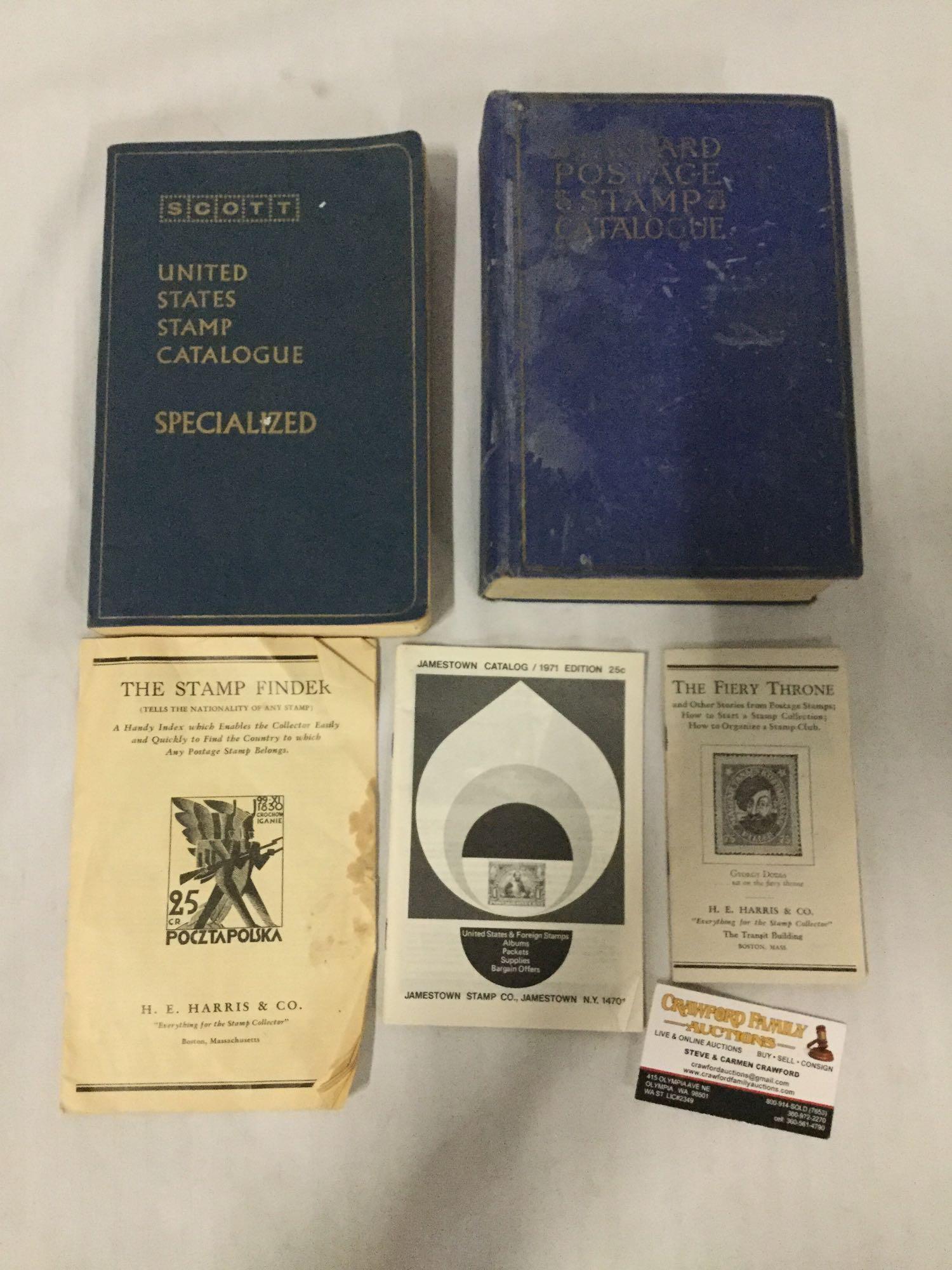 Collection of 5 vintage stamp related books and pamphlets.