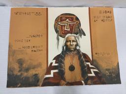 Artist proof print of Native American man signed by artist Larry (?). Approx 30x22 inches