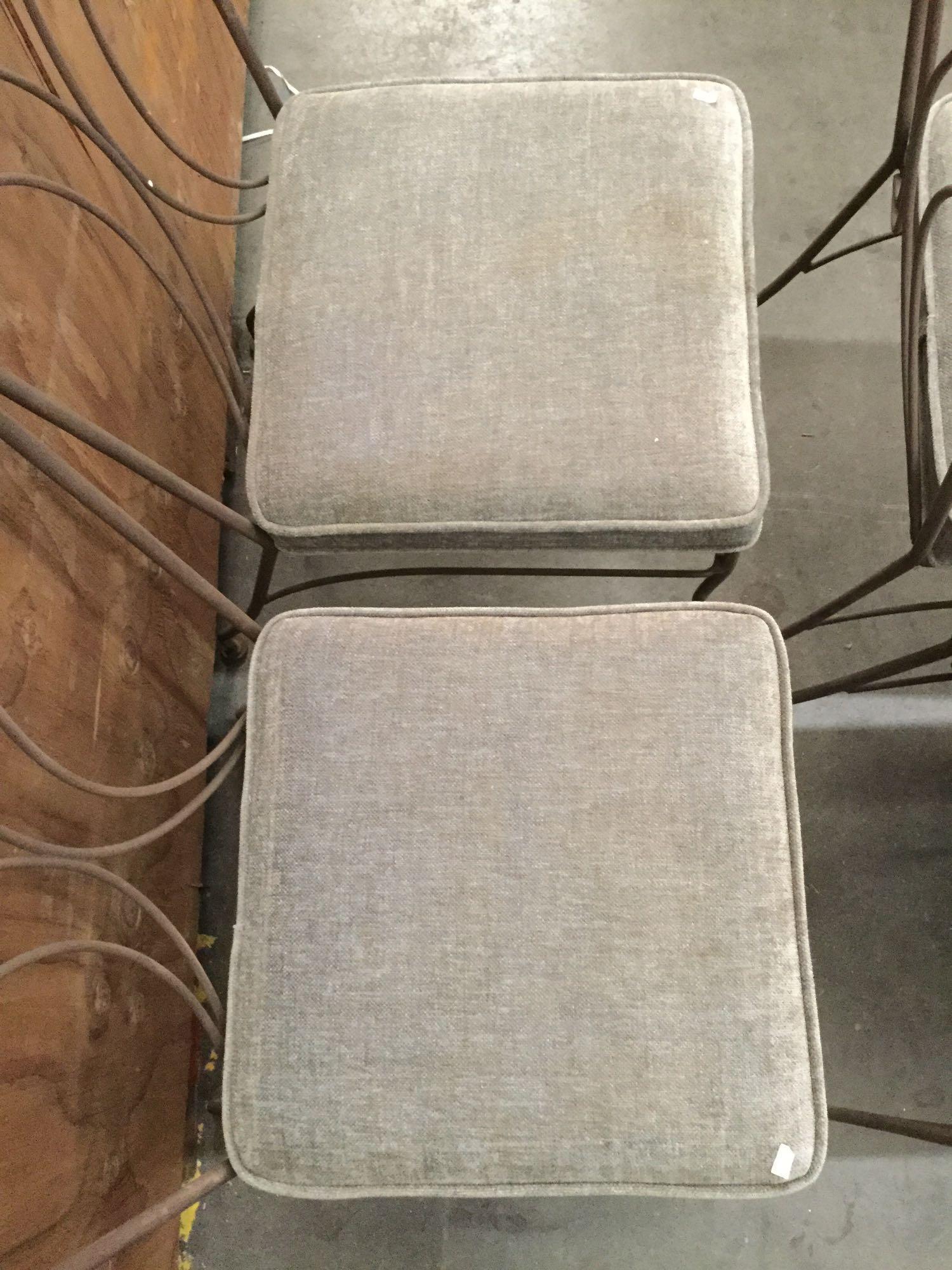 Set of 4 metal frame upholstered dining chairs. Approx 33x23x19 inches.