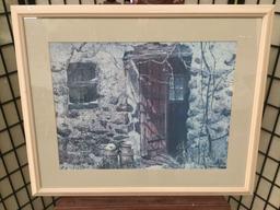 Carolyn Blish rustic forest cottage print in professional frame