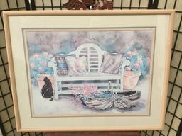 Helen Paul impressionist watercolor print in professional frame - 25x35 inches