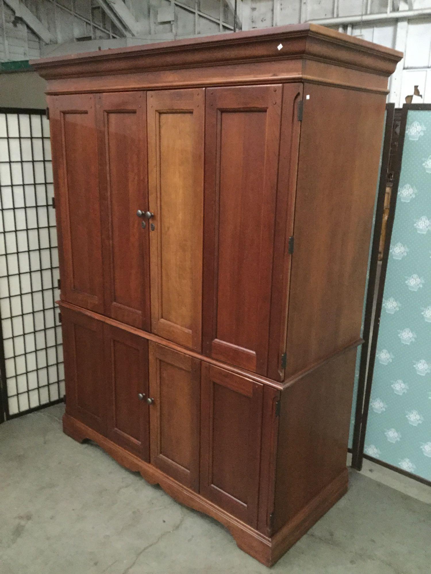 Large 2-piece Hooker Furniture lighted computer hutch w/ 2-drawers