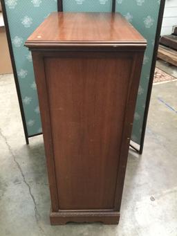 Vintage 5 drawer tall boy dresser with gorgeous burled veneer