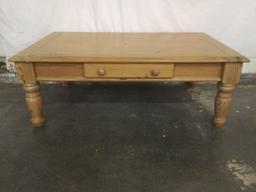 Modern pine single drawer coffee table with rustic charm