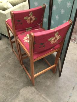 Pair of floral upholstered bar chairs - cabana vibes