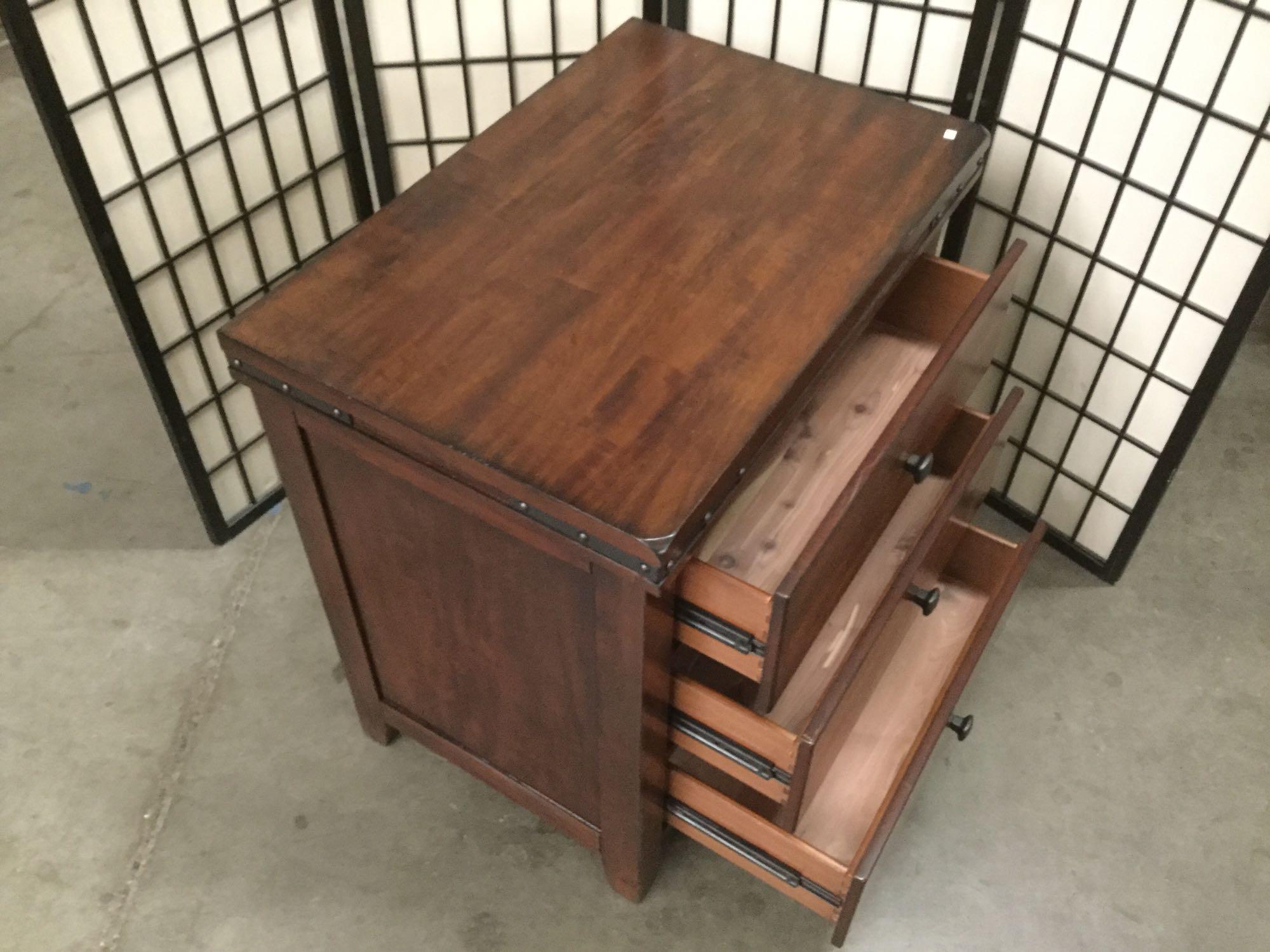 Modern 3-drawer lowboy dresser from Winners Only Inc.