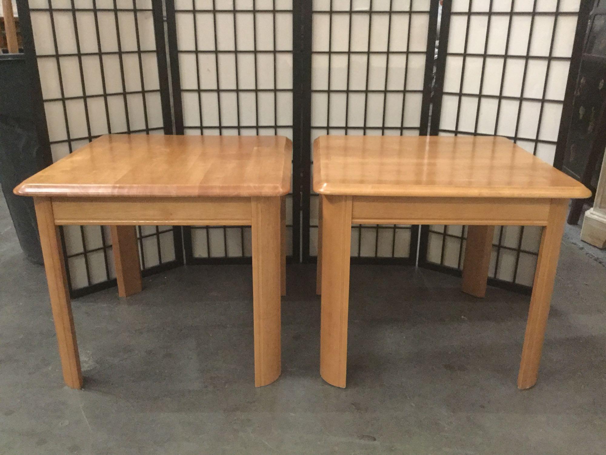 pair of modern wood end tables