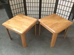 pair of modern wood end tables