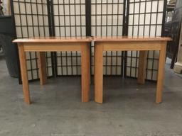 pair of modern wood end tables