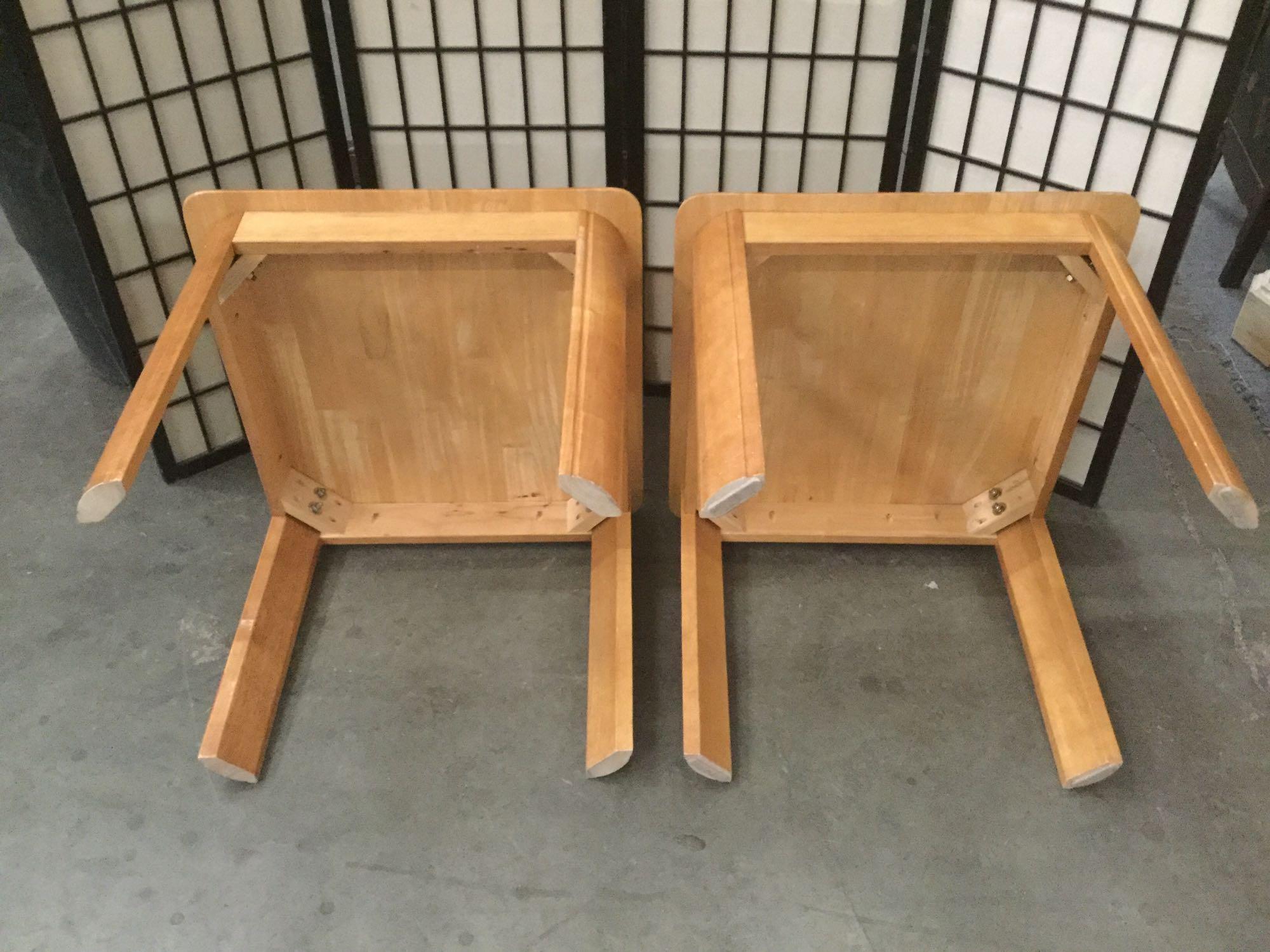 pair of modern wood end tables