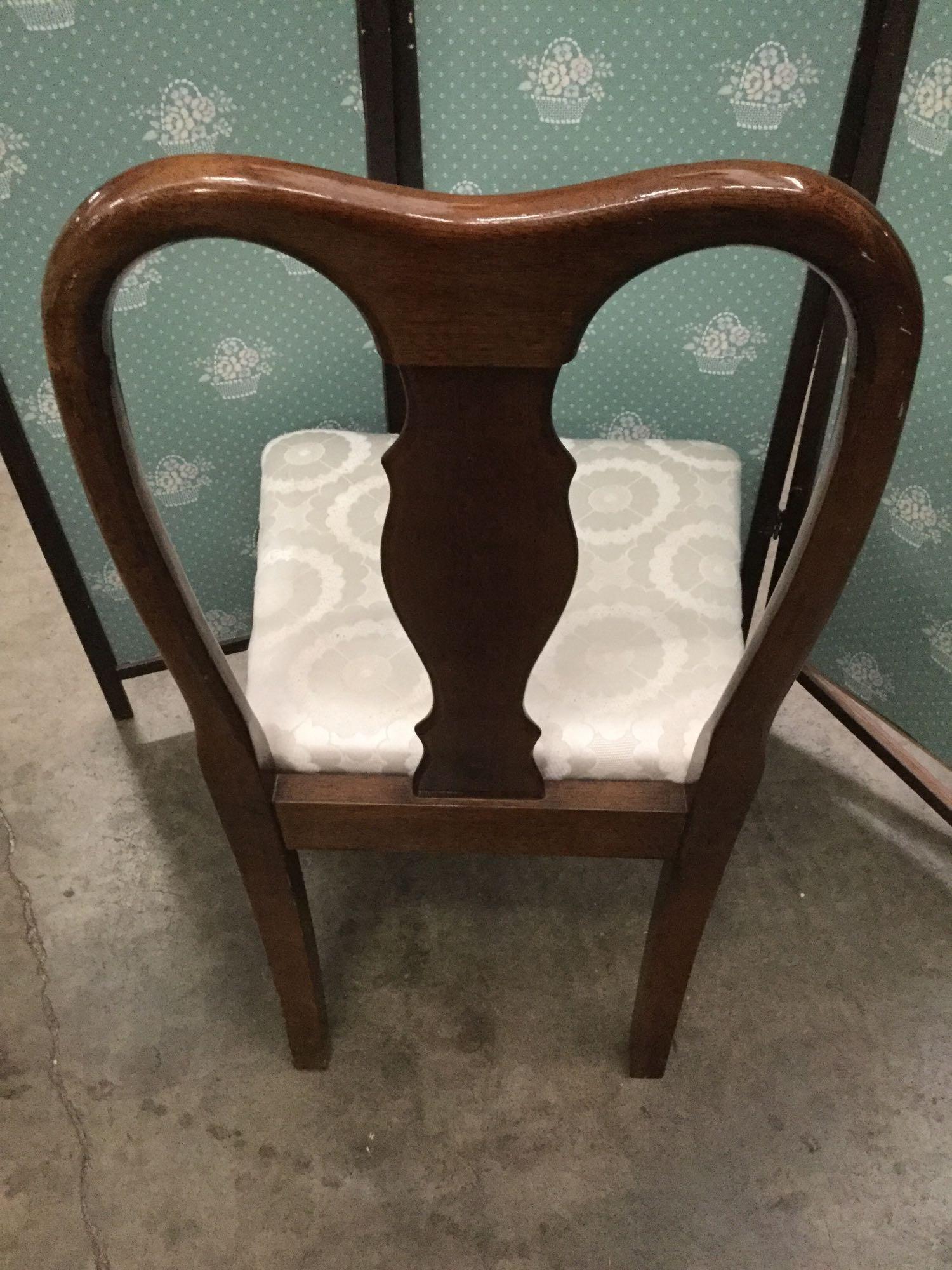 Vintage Mahogany hall dresser or entryway desk with chair - clamshell design and brass pulls