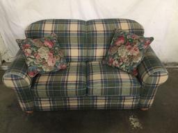 Lilly plaid loveseat sofa in good cond - matches next lot