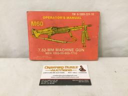 Vintage US Army M60 machine Gun operators manual