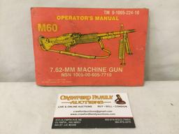 Vintage US Army M60 machine Gun operators manual