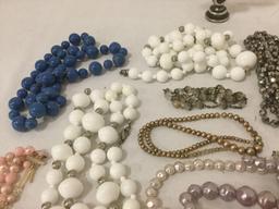 Collection of vintage & modern estate jewelry necklaces, earrings, & jewelry making supplies
