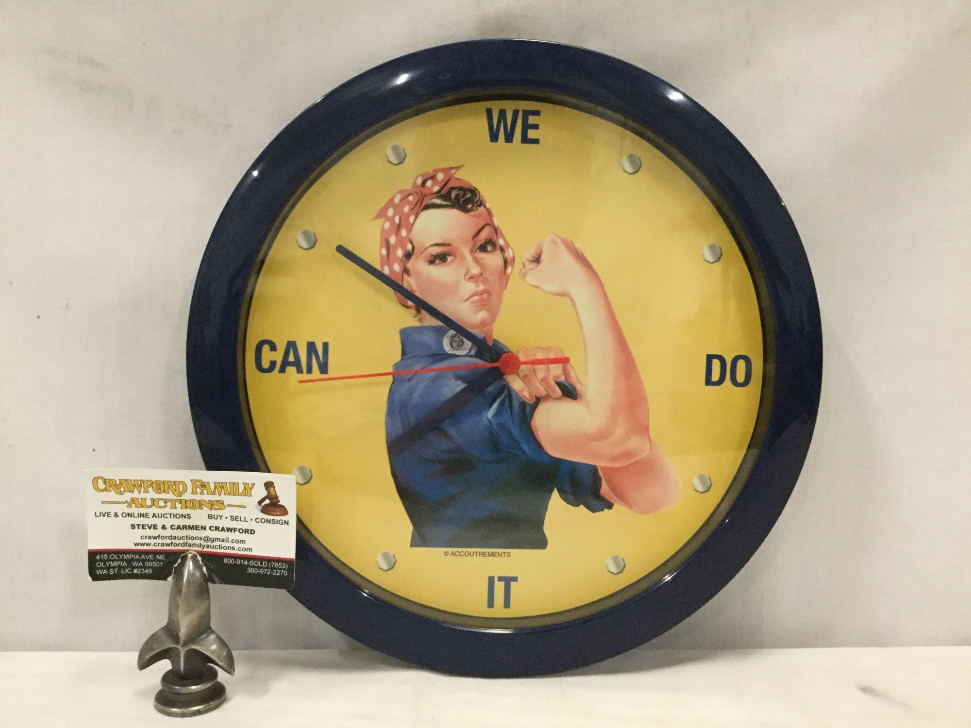 Rosie The Riveter - WE CAN DO IT - modern battery operated wall clock