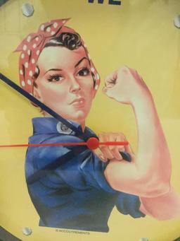 Rosie The Riveter - WE CAN DO IT - modern battery operated wall clock